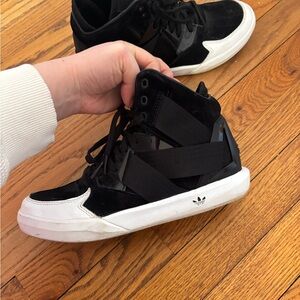 Adidas Black and White High-Tops